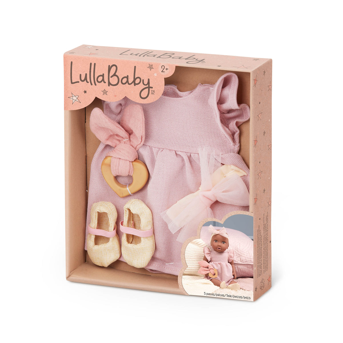 LullaBaby - LBY7642 - Pink Dress Outfit w/ Headband Set