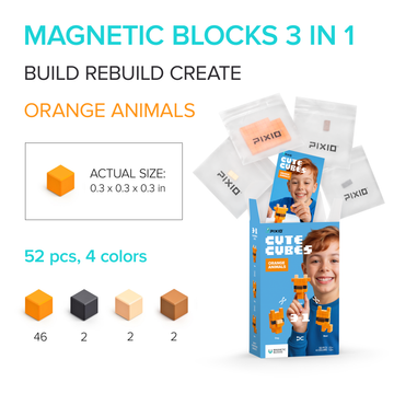 PX-30110 - PIXIO - Cute Cubes - Orange Animals - 52 stuks