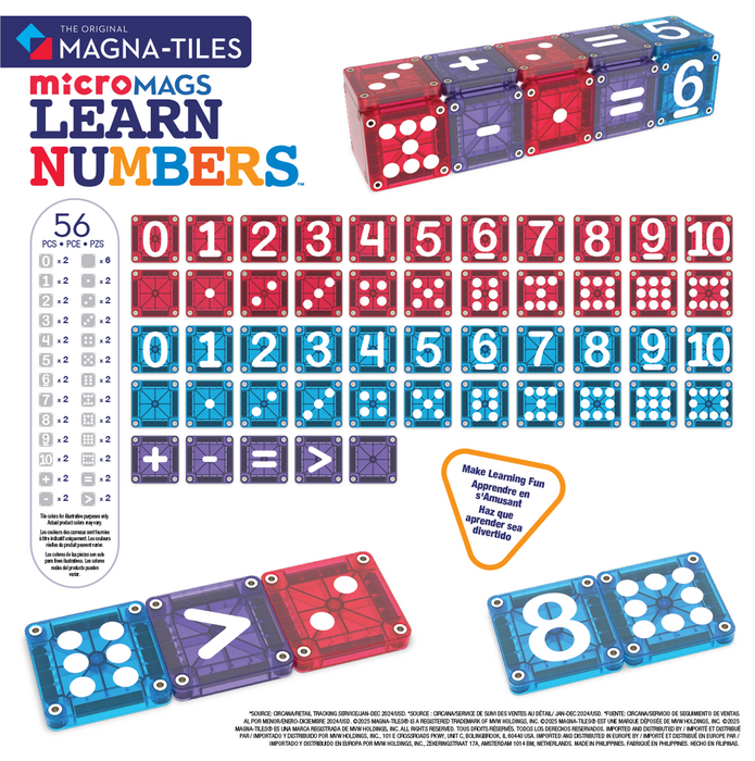 254055LN MAGNA-TILES® microMAGS Learn Numbers 56 stuks