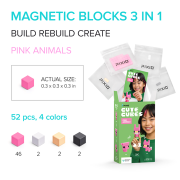 PX-30111 - PIXIO - Cute Cubes - Pink Animals - 52 stuks