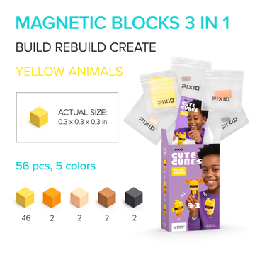 PX-30112 - PIXIO - Cute Cubes - Yellow Animals - 52 stuks