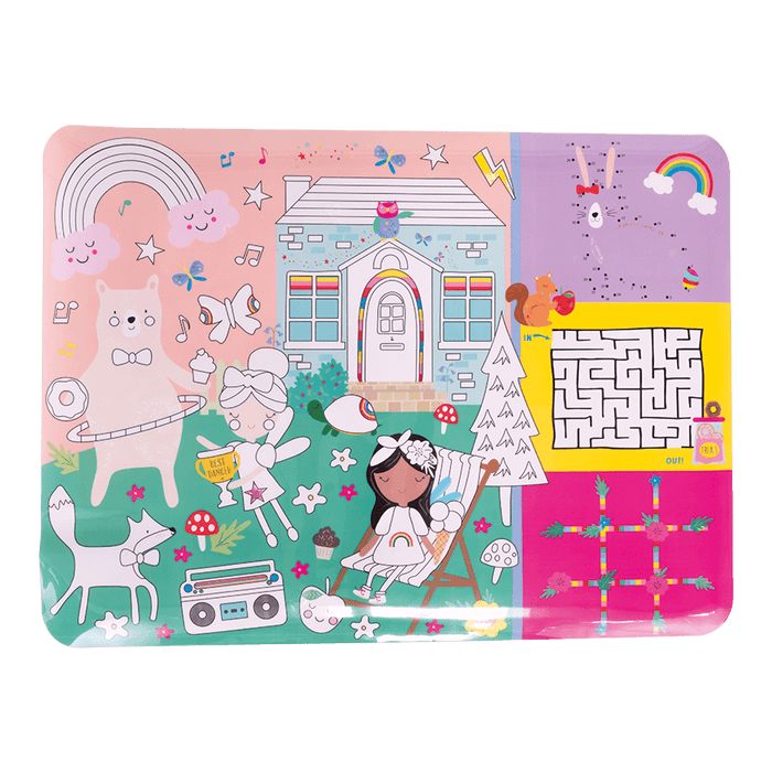 49P6076  Floss&Rock - Colouring Fun & Games Mat - Rainbow Fairy
