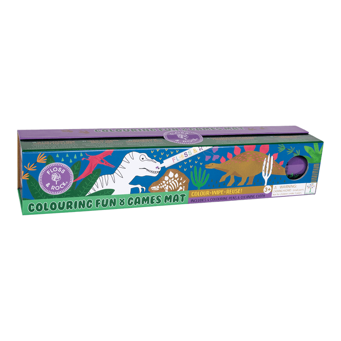 49P6078 Floss&Rock -  Colouring Fun & Games Mat - Dinosaur