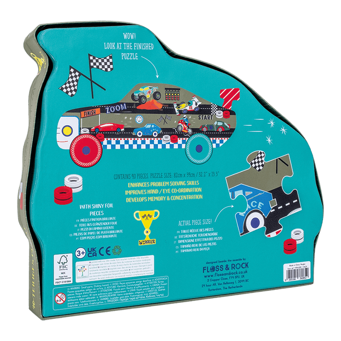 49P6085 Floss&Rock - 40 Piece Shaped Jigsaw in Shaped Box - Cars