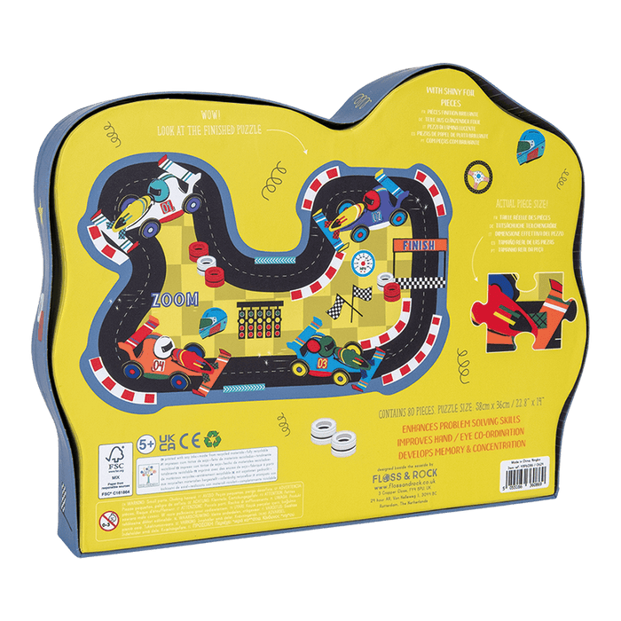 49P6086 Floss&Rock - 80 Piece Shaped Jigsaw in Shaped Box - Cars