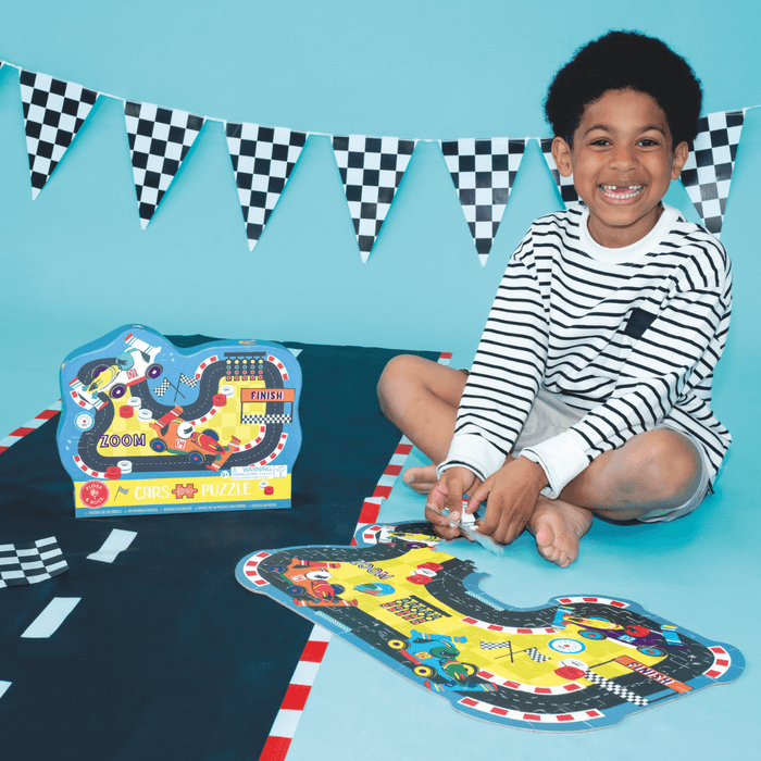 49P6086 Floss&Rock - 80 Piece Shaped Jigsaw in Shaped Box - Cars