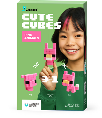 PX-30111 - PIXIO - Cute Cubes - Pink Animals - 52 stuks