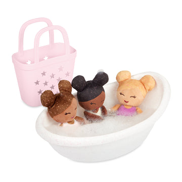 LullaBaby - LBY7736 - 3 Baby Bath Dolls in a Basket Playset