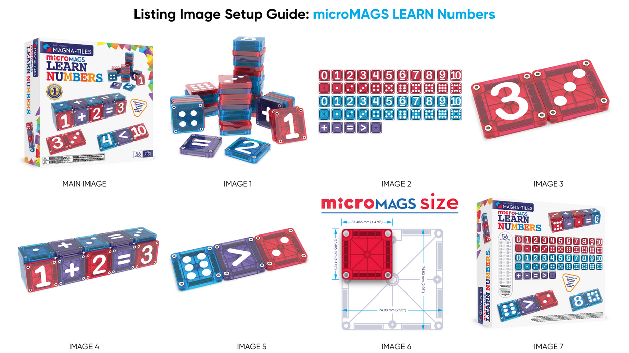 254055LN MAGNA-TILES® microMAGS Learn Numbers 56 stuks
