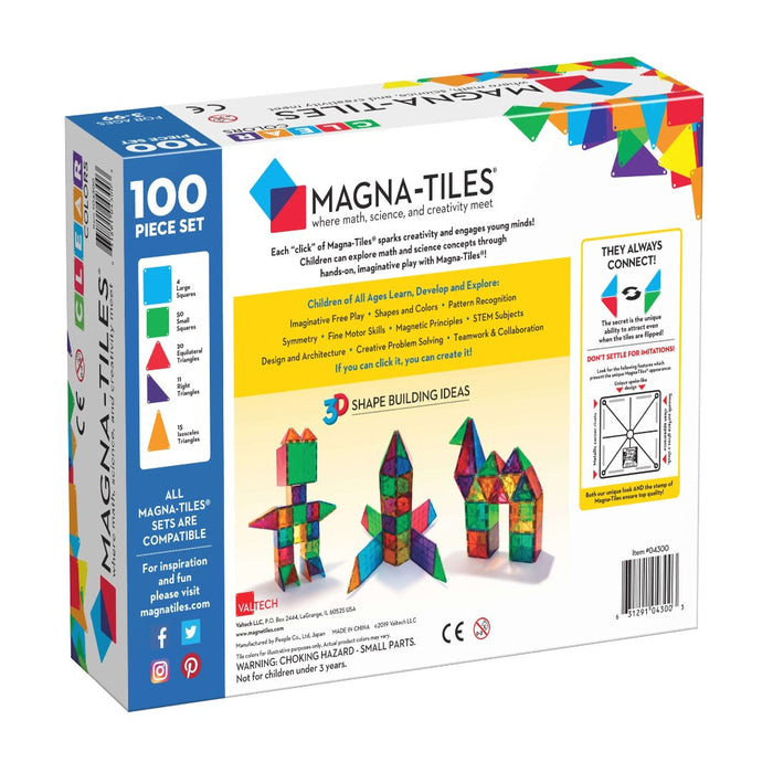 40300 - MAGNA-TILES® Clear Colors 100 Piece Set