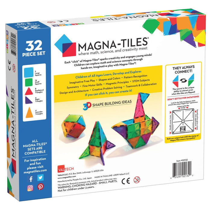 02132 - MAGNA-TILES® Clear Colors 32 Piece Set