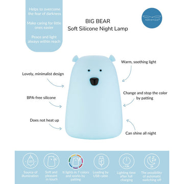 🐻 52-0066 - Grote Beer Siliconen Lamp - Blue