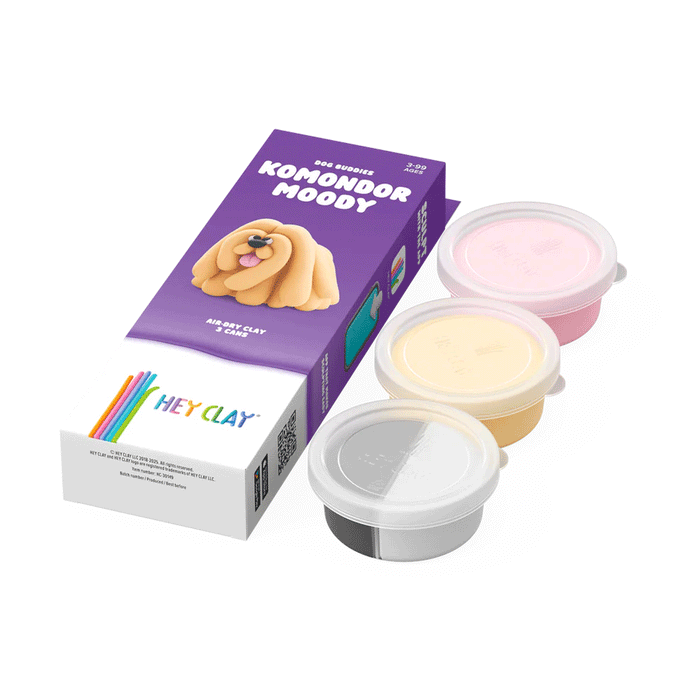 HeyClay - 30149 Komondor Moody, Series Dog Buddies, 3 cans