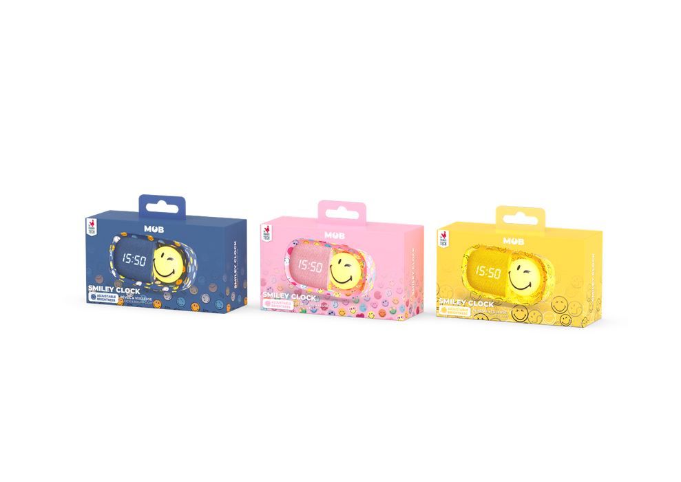 MOB - Dreamy Clock Smiley World - Geel