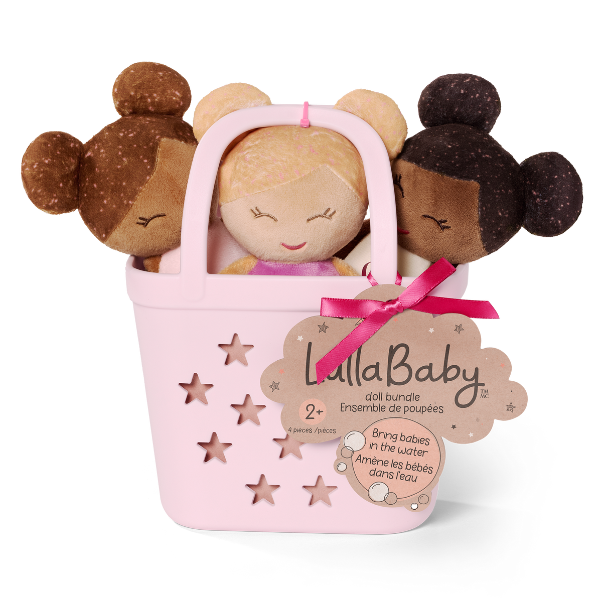LullaBaby - LBY7736 - 3 Baby Bath Dolls in a Basket Playset