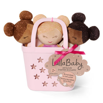 LullaBaby - LBY7736 - 3 Baby Bath Dolls in a Basket Playset