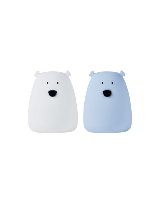 Rabbit&Friends - Set of 2 Mini Bear lamps - White&Blue - 52-0077