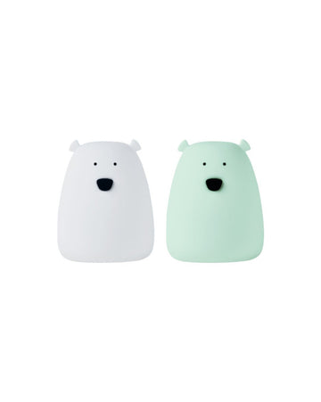 Rabbit&Friends - Set of 2 Mini Bear lamps - White&Green - 52-0078